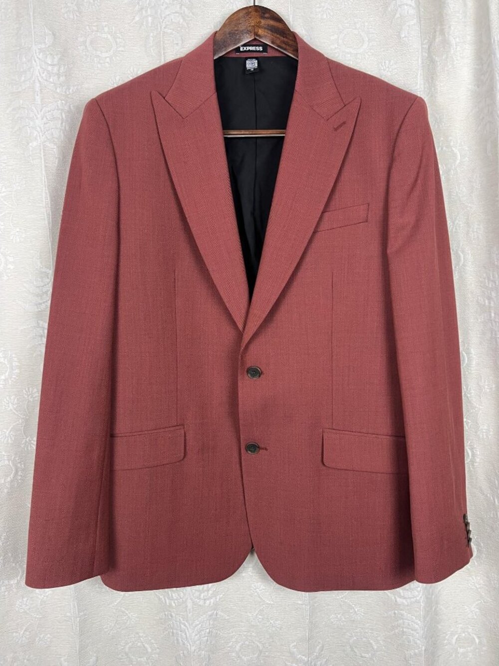 Express 44L Slim fit men's suit jacket stretch wool terracotta red blazer Tall